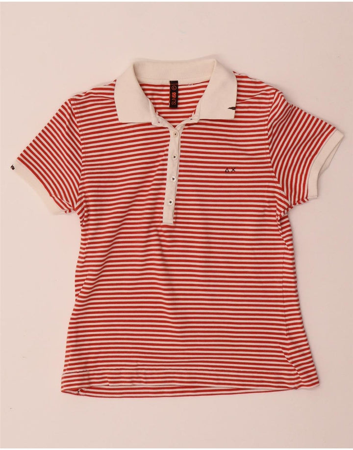 SUN68 Dame poloshirt UK 14 Stor rødstribet bomuld