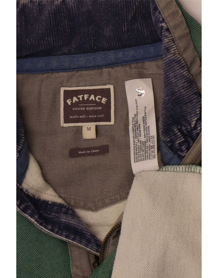 Fat Face Herre Grafisk Zip Neck Sweatshirt Jumper Medium Grøn Bomuld