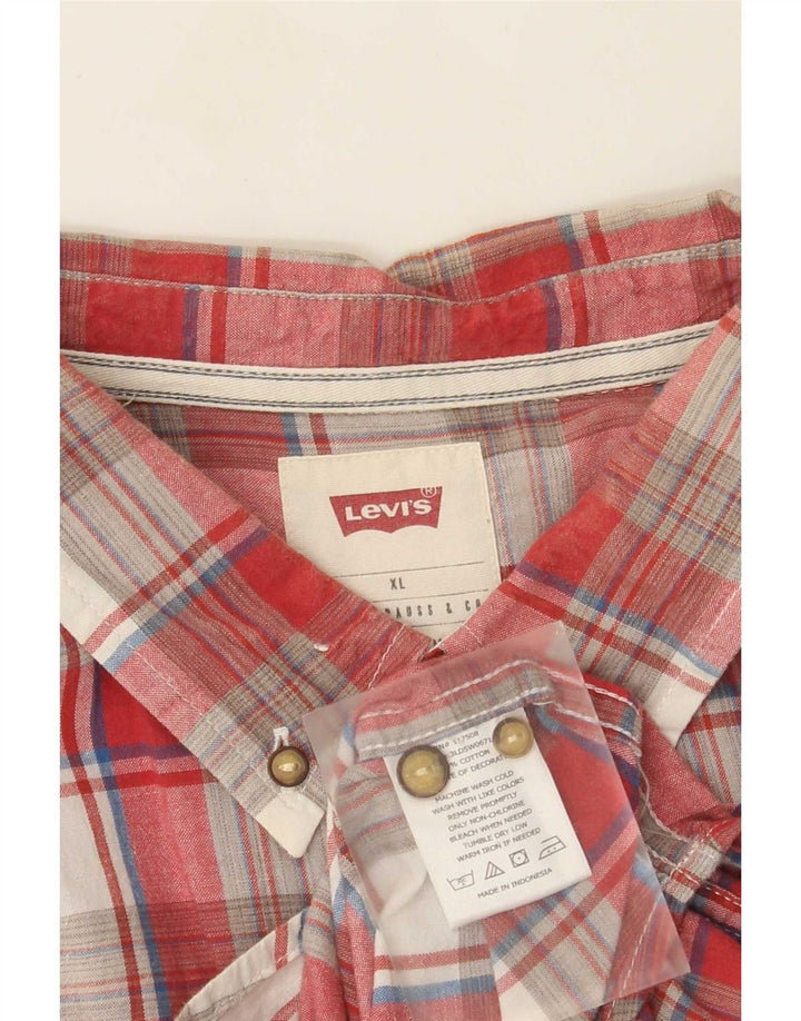 Levi's kortærmet herreskjorte XL rød ternet bomuld