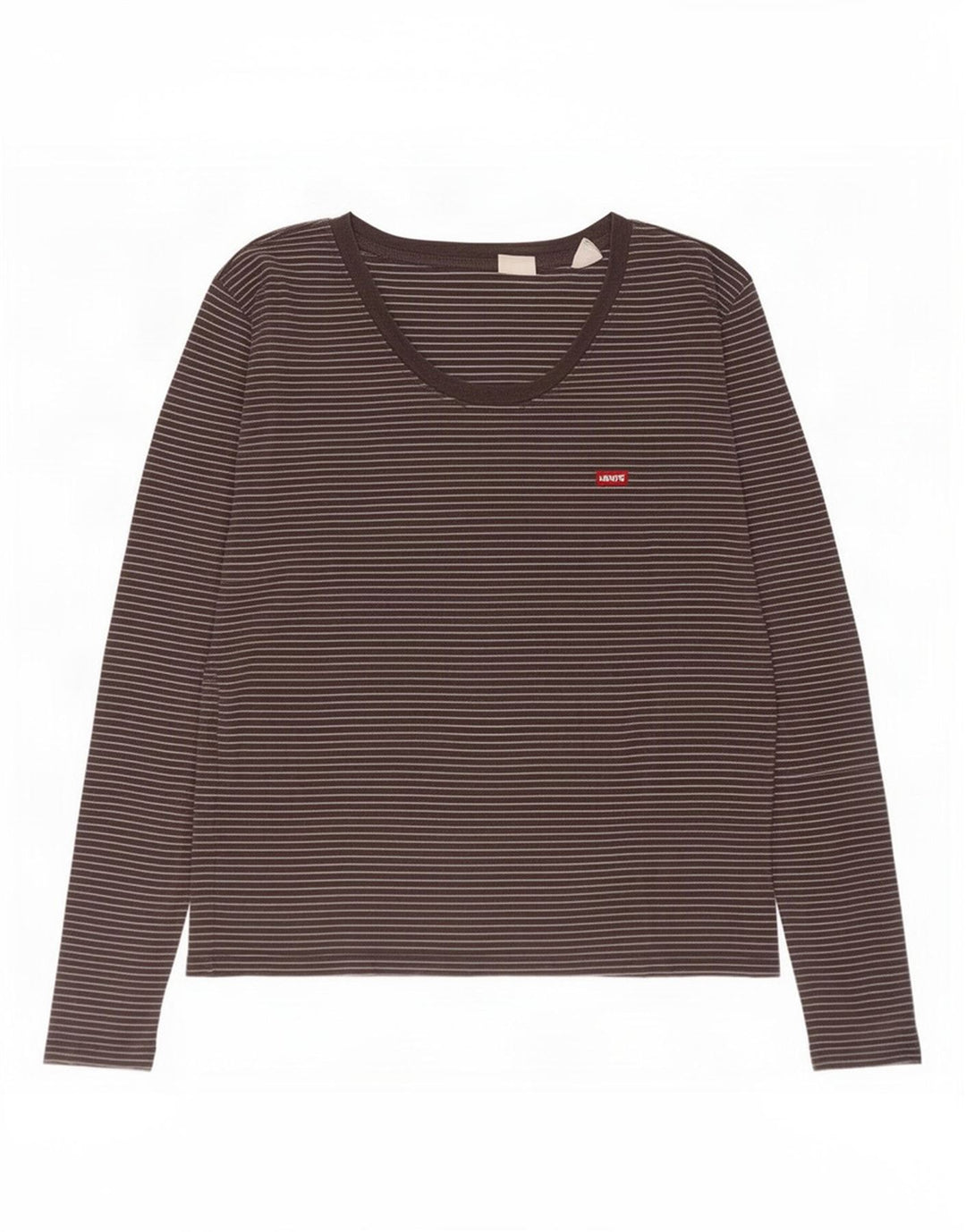 Levi's Dame Top Langærmet UK 12 Medium Sort Stribet Bomuld