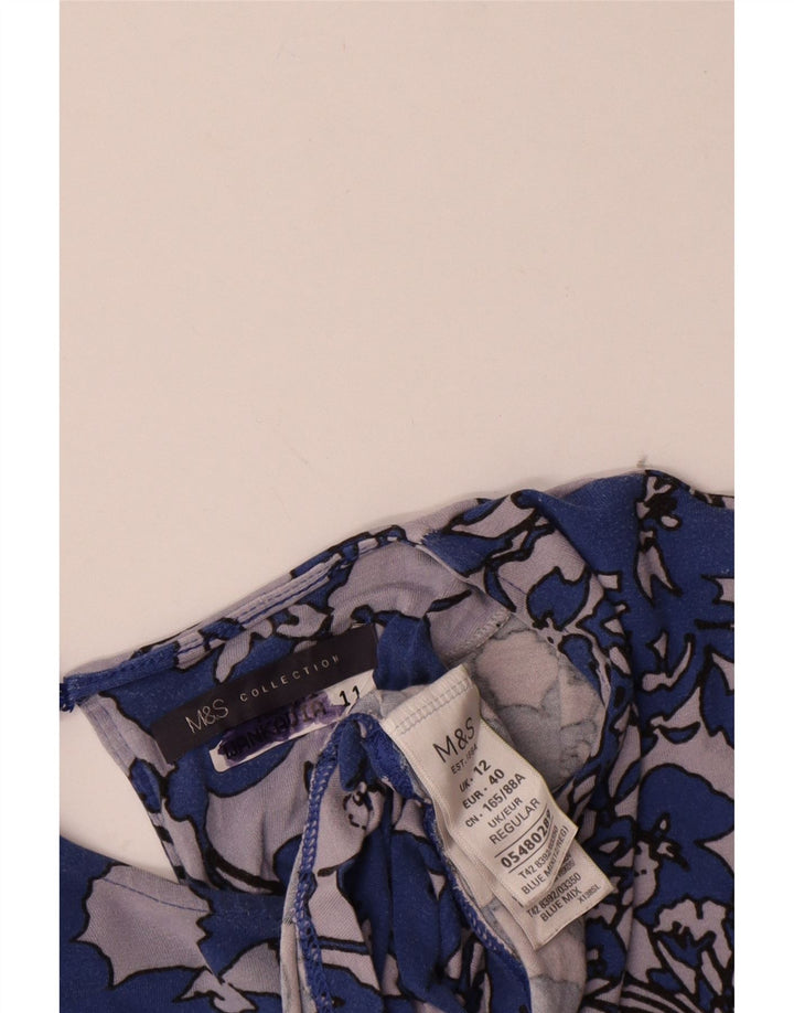Marks & Spencer Dame 3/4-ærmet Shift Dress UK 12 Medium Blue Floral