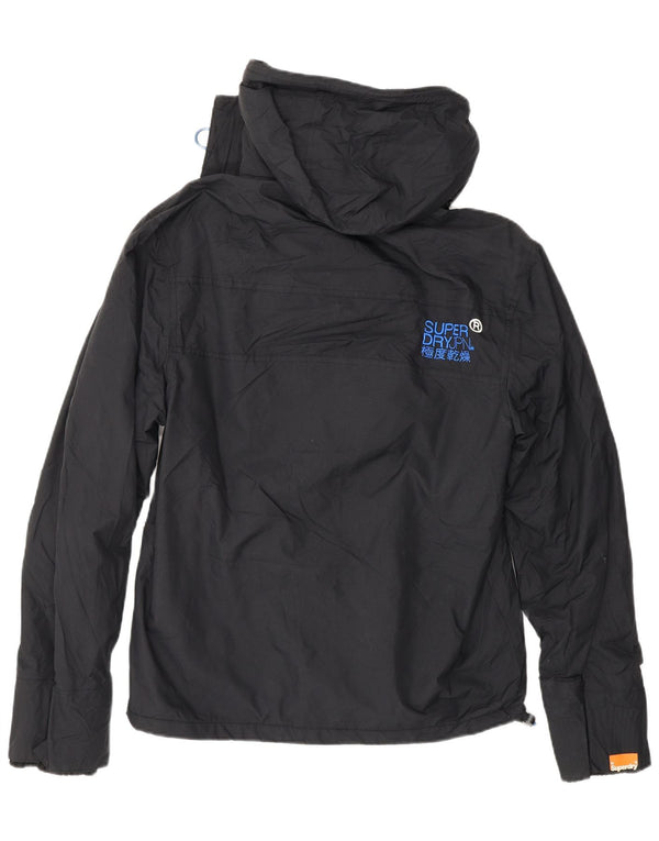 SUPERDRY Womens Windcheater Hooded Windbreaker Jacket UK 14 Medium Black