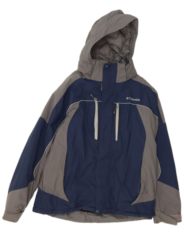 Columbia Mens Omni-Shield Hooded Ski Jacket UK 40 Large Blue Colourblock