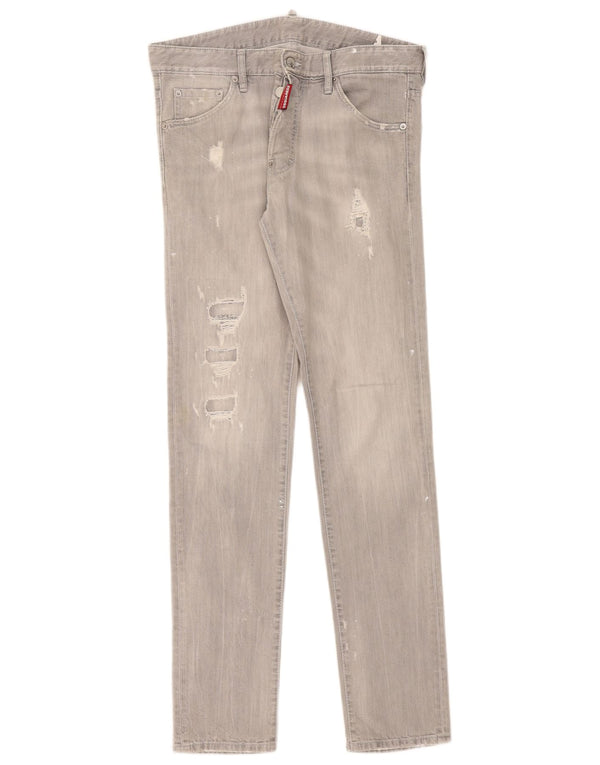 Dsquared2 Dame Distressed Slim Jeans IT 50 XL W36 L35 Grå Bomuld