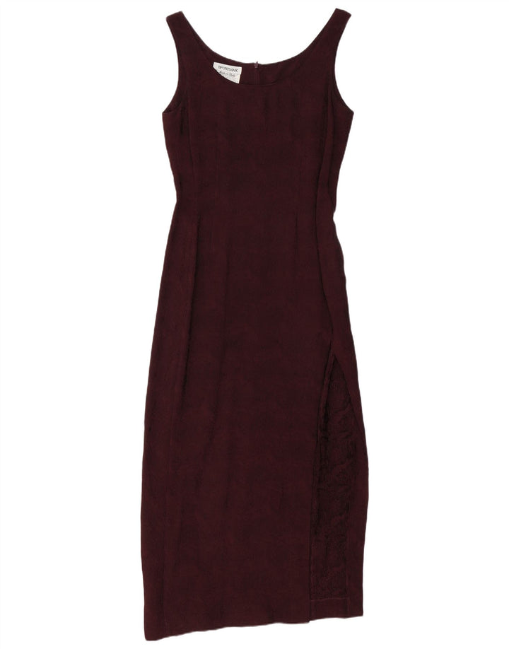 SPORTMAX Dame Ærmeløs Bodycon Kjole UK 10 Small Burgundy Floral