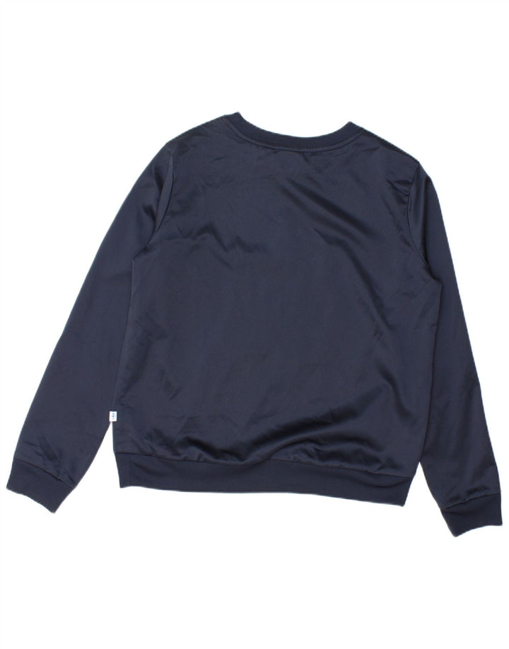 Adidas Womens Graphic Sweatshirt Jumper UK 12 Medium Navy Blue Polyester