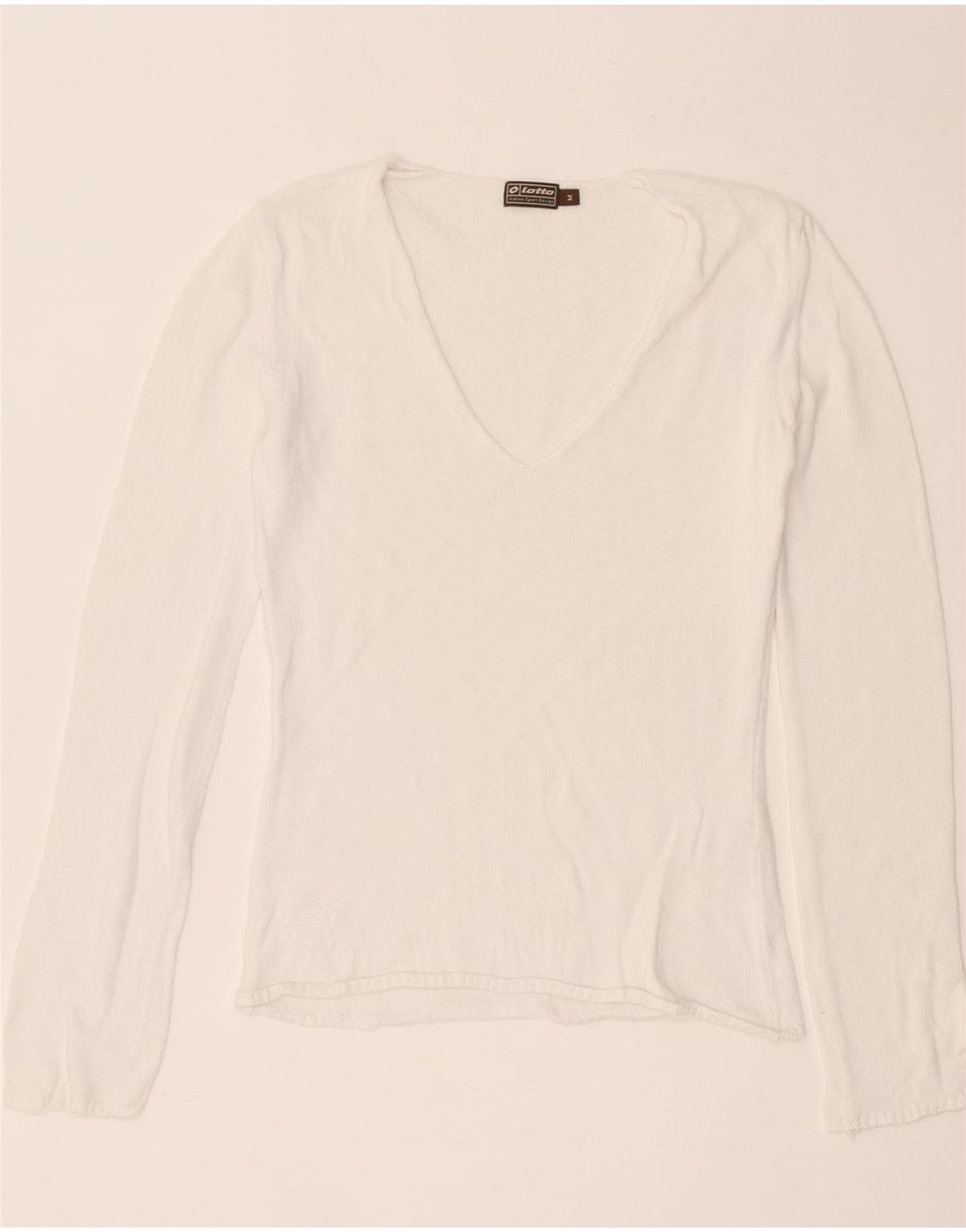 Lotto Dame V-hals sweater UK 12 Medium Hvid Bomuld
