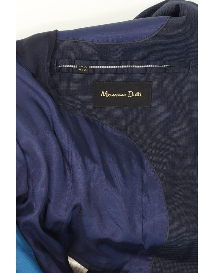 MASSIMO DUTTI Mens 2 Button Blazer Jacket UK 36 Small Navy Blue Wool Vintage Massimo Dutti and Second-Hand Massimo Dutti from Messina Hembry 