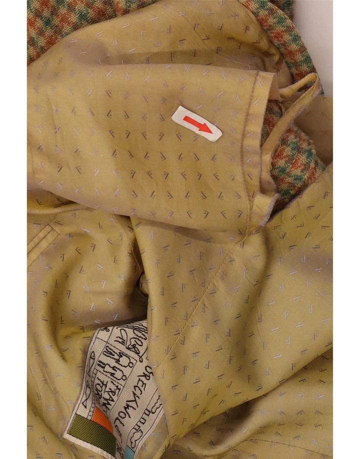 Vintage blazerjakke til mænd med 2 knapper IT 52 XL Grøn Houndstooth Uld