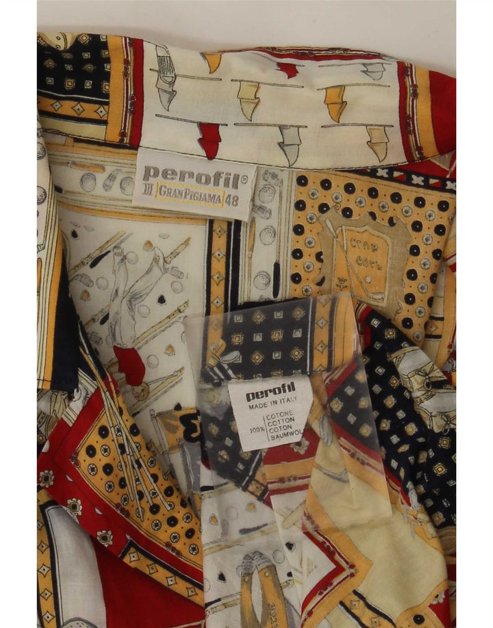 Vintage herre pyjamas skjorte IT 48 Lille flerfarvet patchwork bomuld
