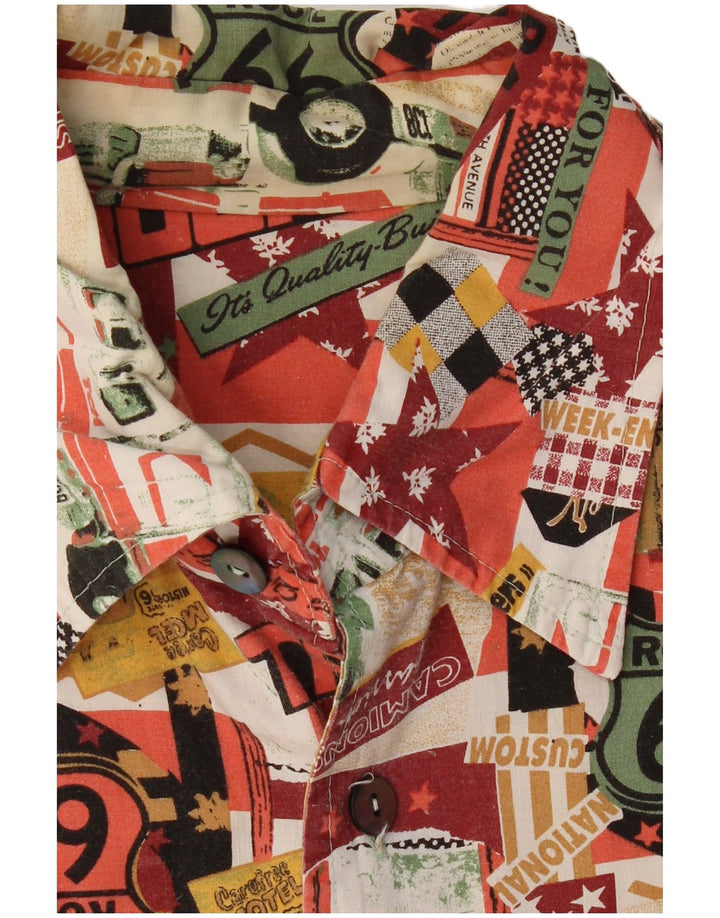 VINTAGE Herre abstrakt mønster skjorte 2XL flerfarvet