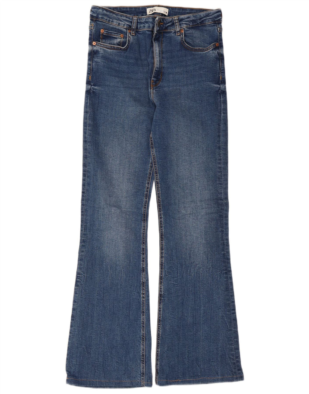 Zara Dame Flared Jeans EU 40 Medium W30 L30 Blå
