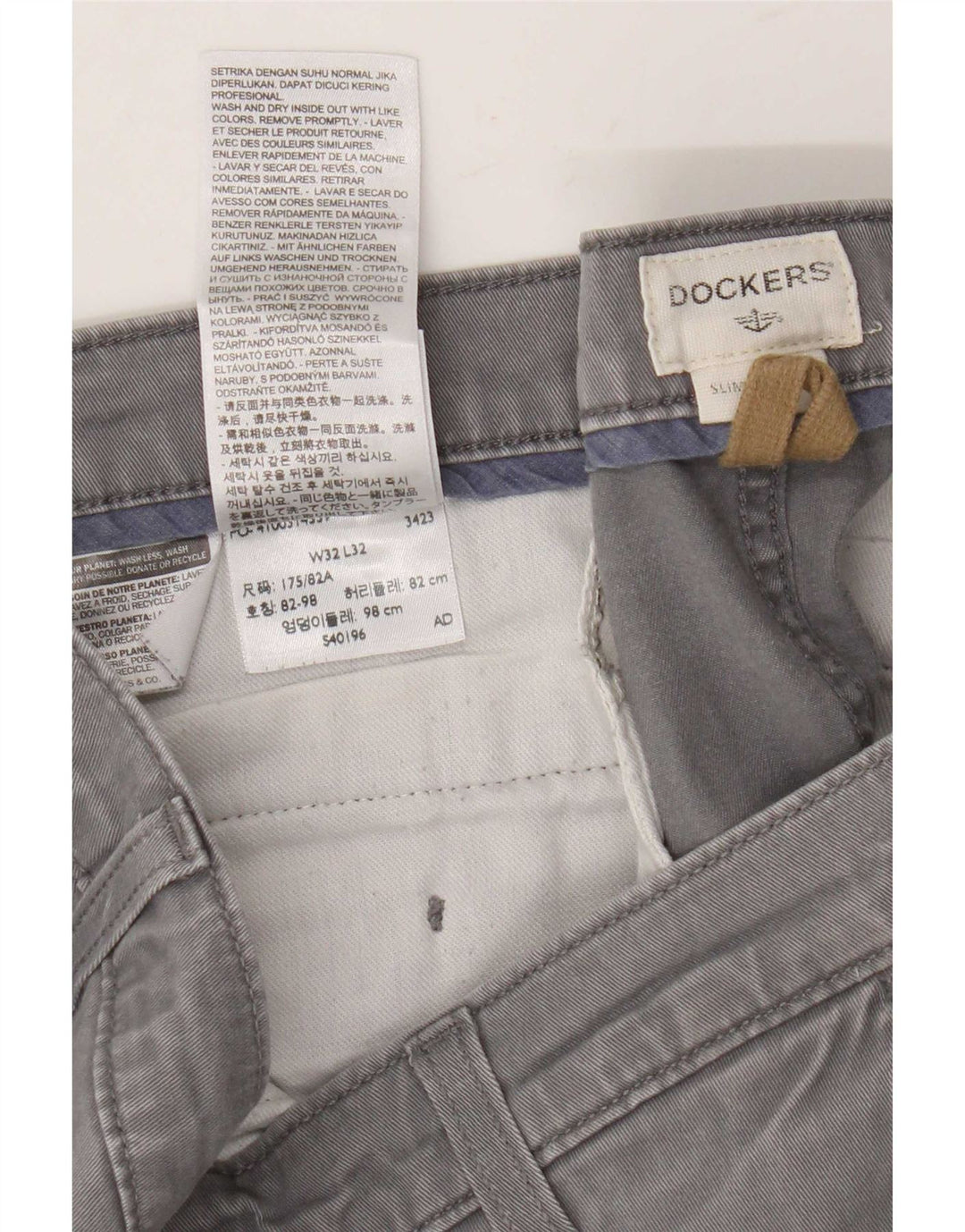 Dockers Herre Slim Chino Bukser W32 L29 Grå Bomuld