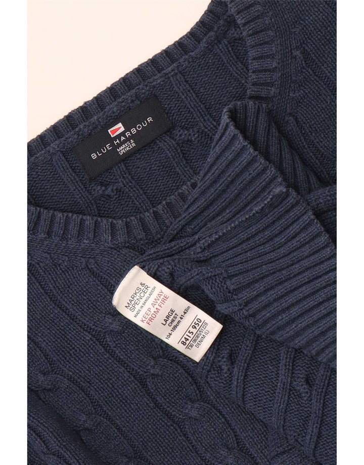 Marks & Spencer Herre Blue Harbor Crew Neck Jumper Sweater Large Navy Blue