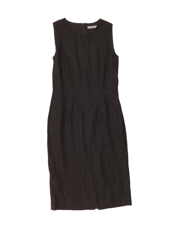 JAEGER Womens Sleeveless Sheath Dress UK 12 Medium Black Vintage Jaeger and Second-Hand Jaeger from Messina Hembry 