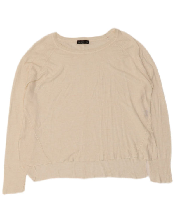 Zara Dame Boat Neck Jumper Sweater UK 16 Large Beige