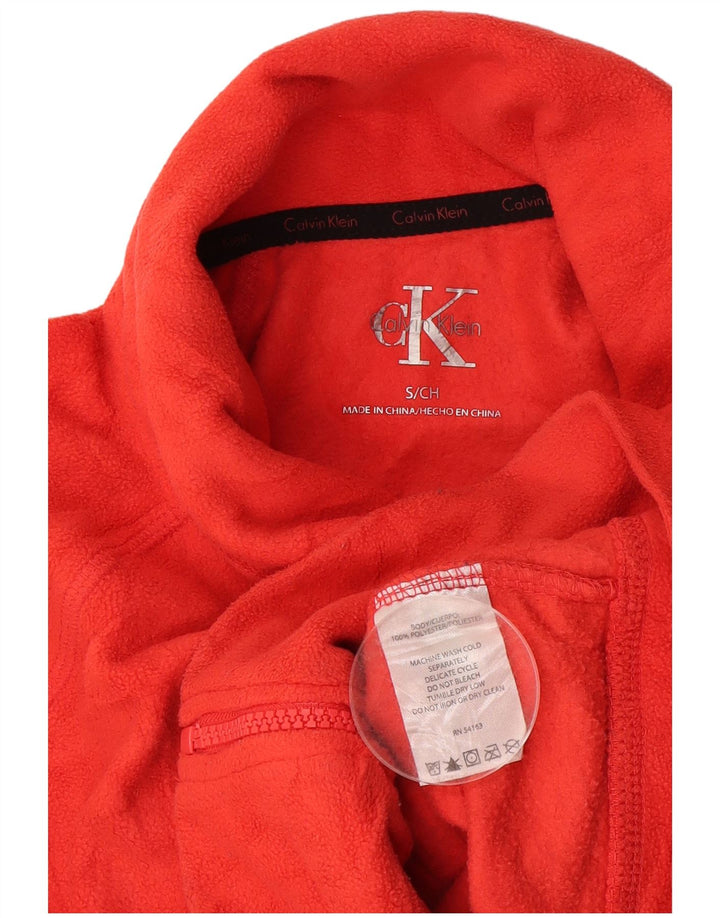 CALVIN KLEIN Grafisk fleecejakke til kvinder UK 10 Small Orange Polyester