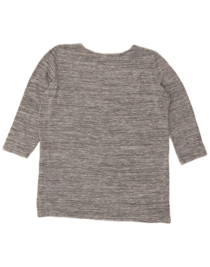 Marks & Spencer Dame Top 3/4 ærmer UK 12 Medium Grey Flecked Viscose