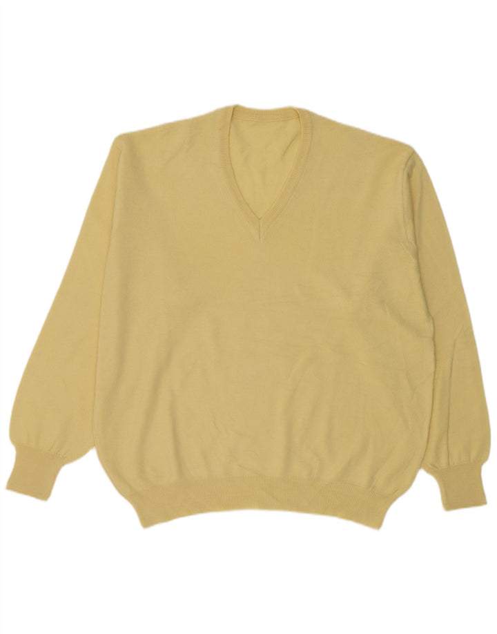 Vintage herre V-hals sweater stor gul