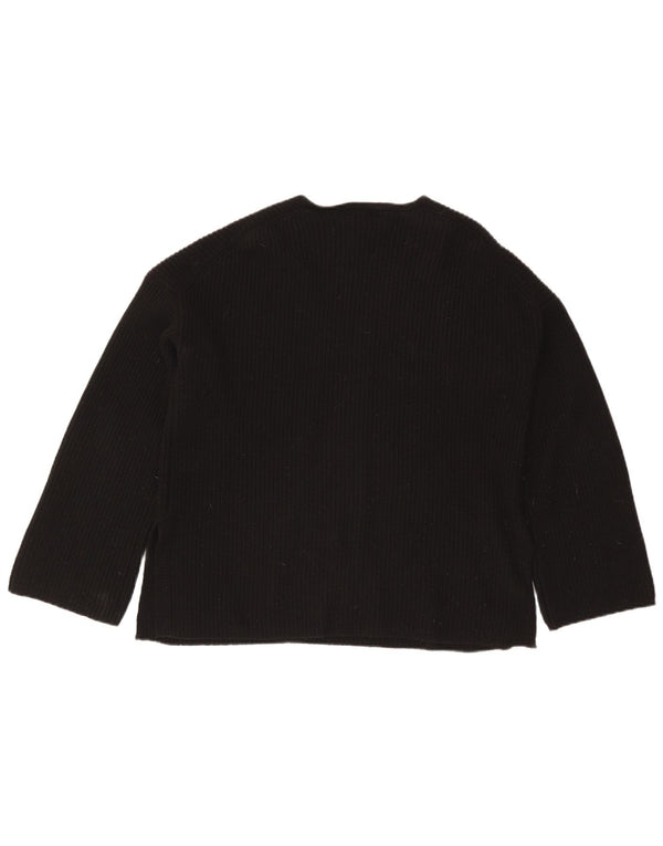 Polo Ralph Lauren Womens V-Neck Jumper Sweater UK 14 Medium Black Wool