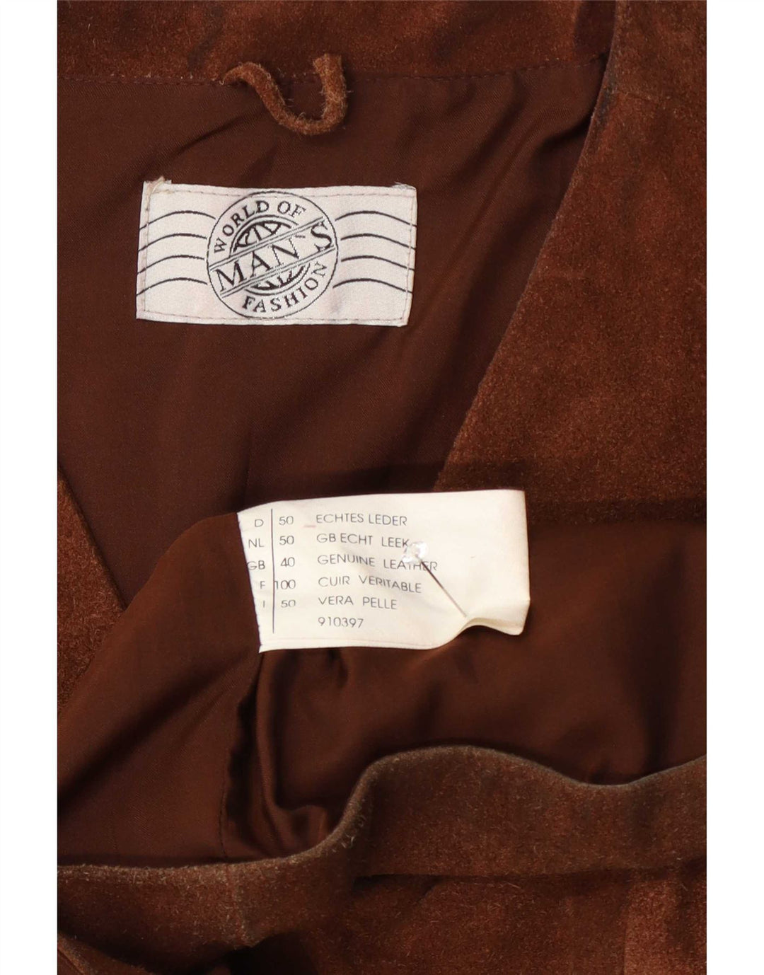 Vintage herre ruskindsvest UK 40 medium brunt læder