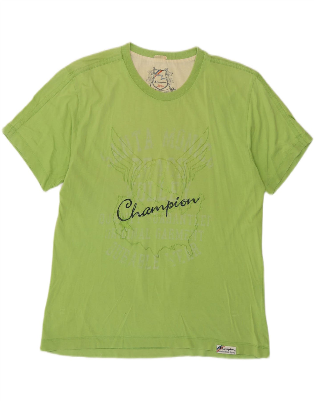 Champion Herre Grafisk T-Shirt Top Medium Grøn