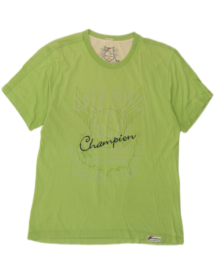 Champion Herre Grafisk T-Shirt Top Medium Grøn