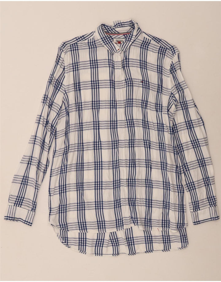 Tommy Hilfiger Oversized skjorte til kvinder UK 18 XL Hvid ternet viskose
