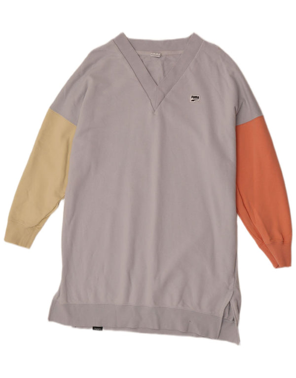 Puma Dame Oversized Sweatshirt Jumper Dress UK 14 Large Blue Colourblock