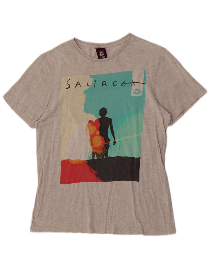 Saltrock Herre grafisk T-shirt Top mellemgrå bomuld