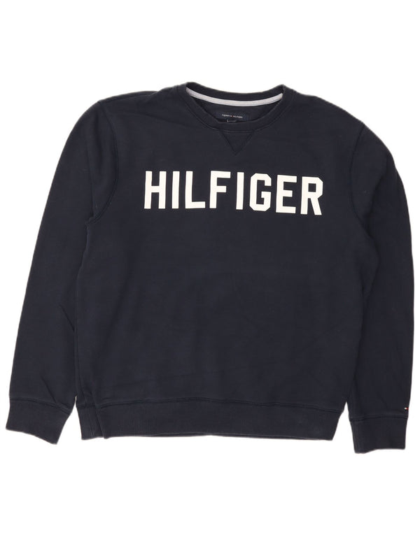 Tommy Hilfiger Herre Grafisk Sweatshirt Jumper Stor Marineblå Bomuld