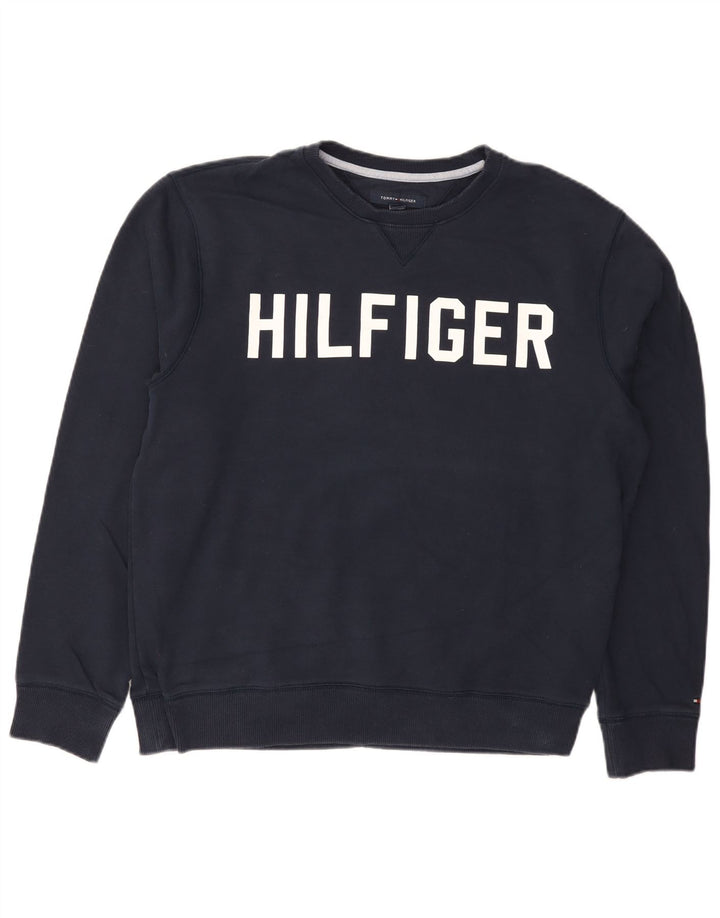Tommy Hilfiger Herre Grafisk Sweatshirt Jumper Stor Marineblå Bomuld
