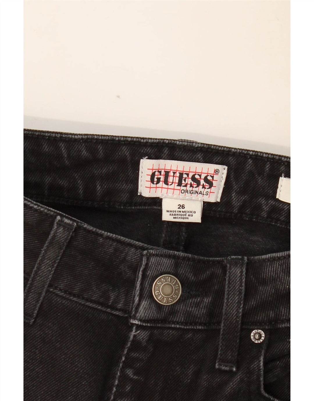 GUESS Dame Højtaljede Straight Jeans W26 L26 Sort