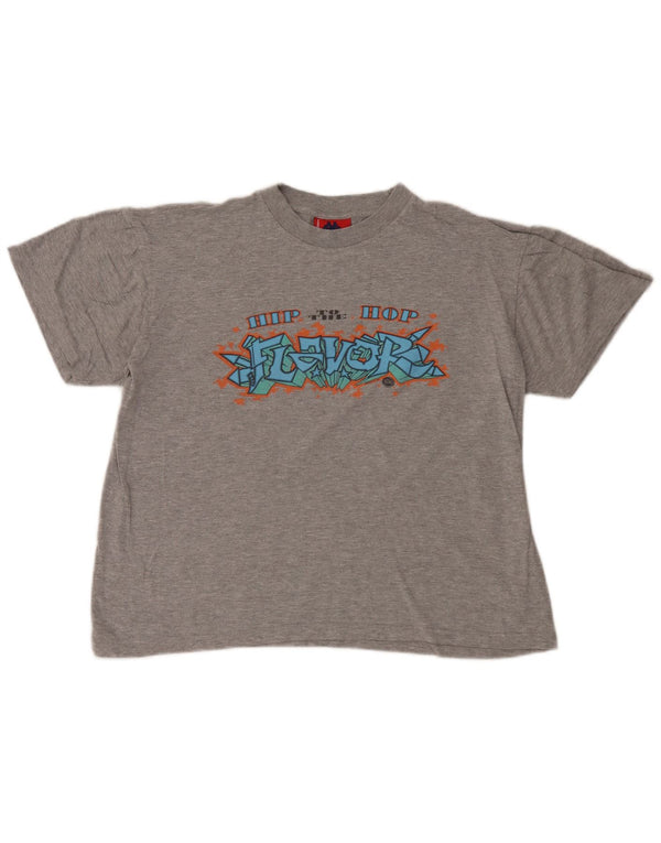 Kappa Dame Grafisk T-Shirt Top UK 14 Medium Grå Bomuld