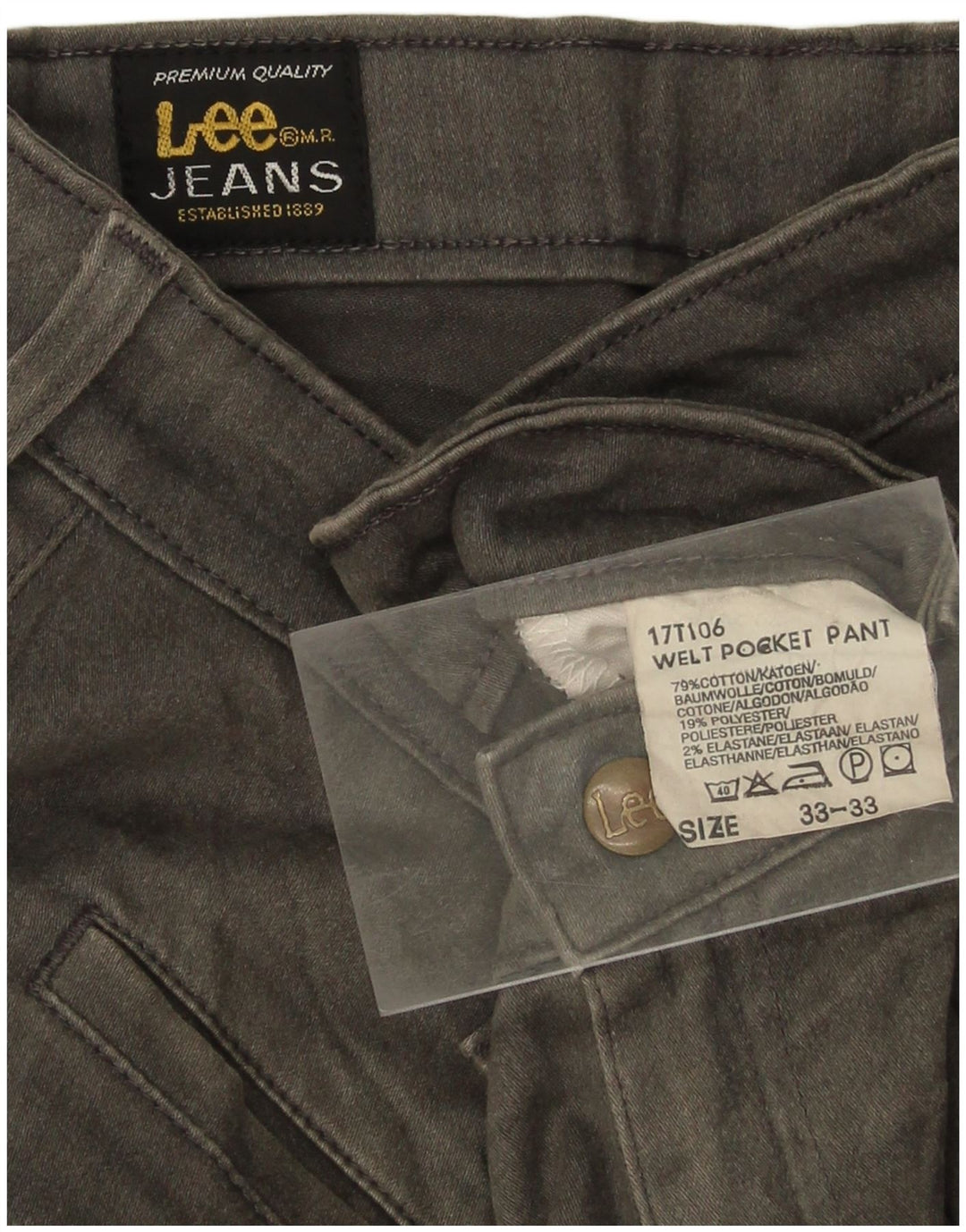 LEE Womens Straight Casual Trousers W33 L30 Grey Cotton