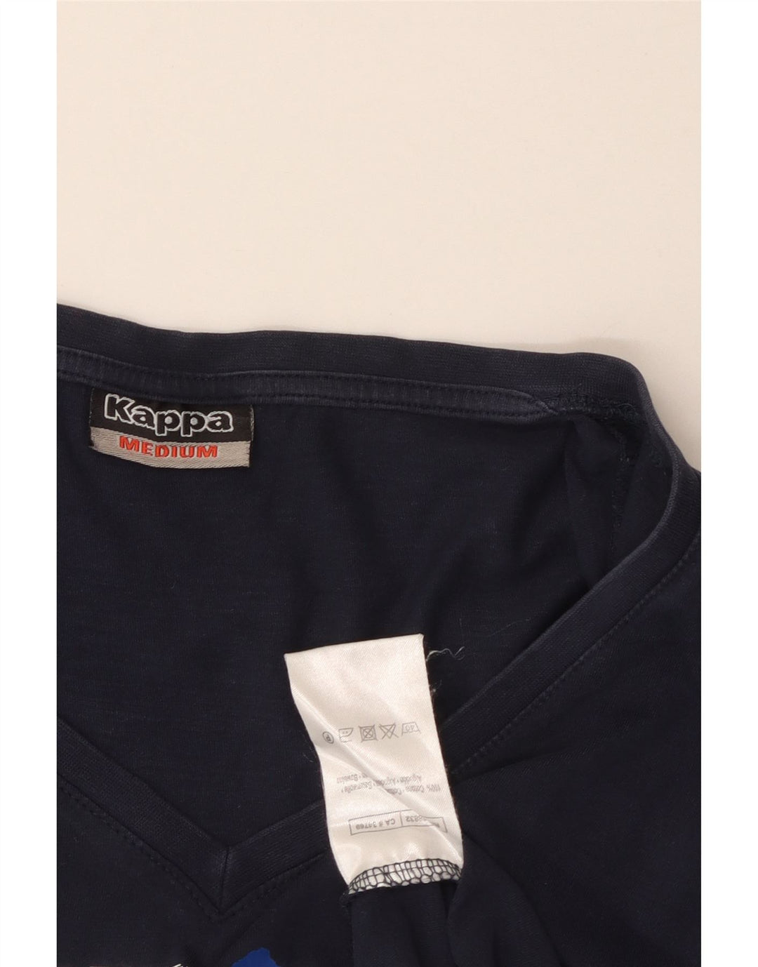 KAPPA Grafisk T-shirt top til kvinder UK 12 Mellem marineblå bomuld