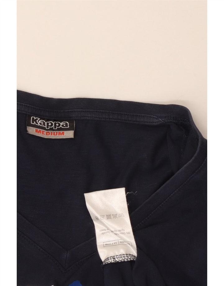KAPPA Grafisk T-shirt top til kvinder UK 12 Mellem marineblå bomuld