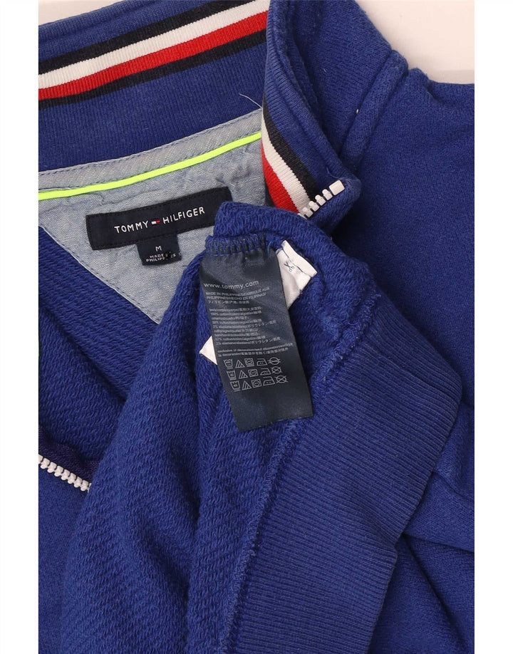 Tommy Hilfiger Herre Zip Neck Sweatshirt Jumper Medium Blue Bomuld