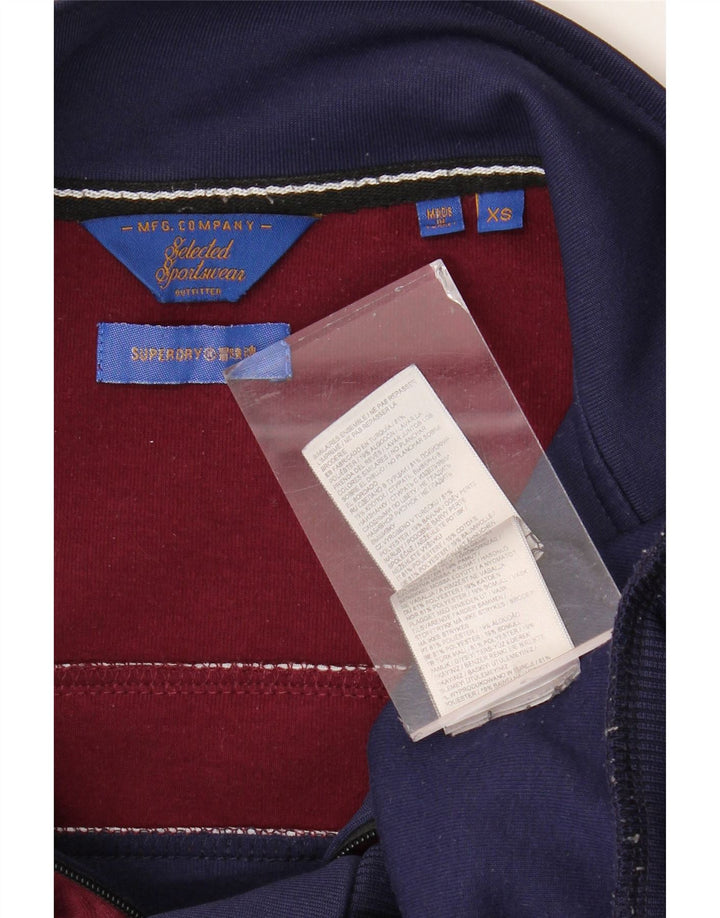 SUPERDRY Træningsdragt til mænd Topjakke XS Marineblå Colourblock Polyester