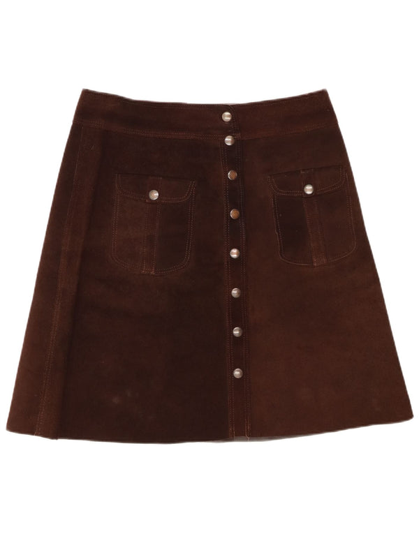Vintage ruskindsnederdel til kvinder W32 Large Brown