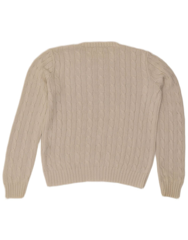 Ralph Lauren Dame Jumper Sweater UK 12 Medium Hvid Bomuld