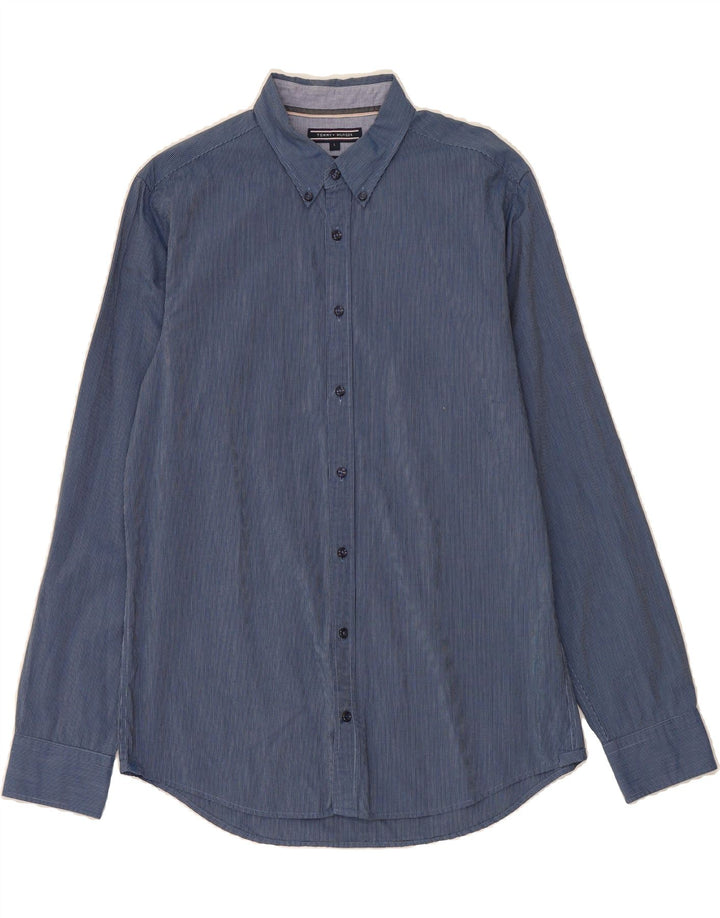 TOMMY HILFIGER Mens Shirt Large Blue Check Cotton Vintage Tommy Hilfiger and Second-Hand Tommy Hilfiger from Messina Hembry 