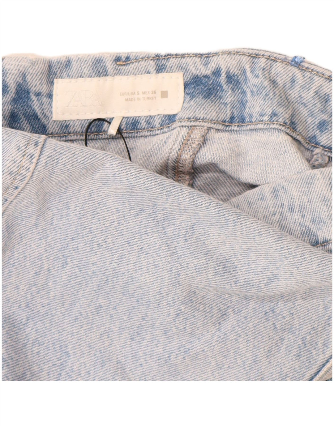 Zara Dame Denim Corset Top UK 8 Small Blue Cotton