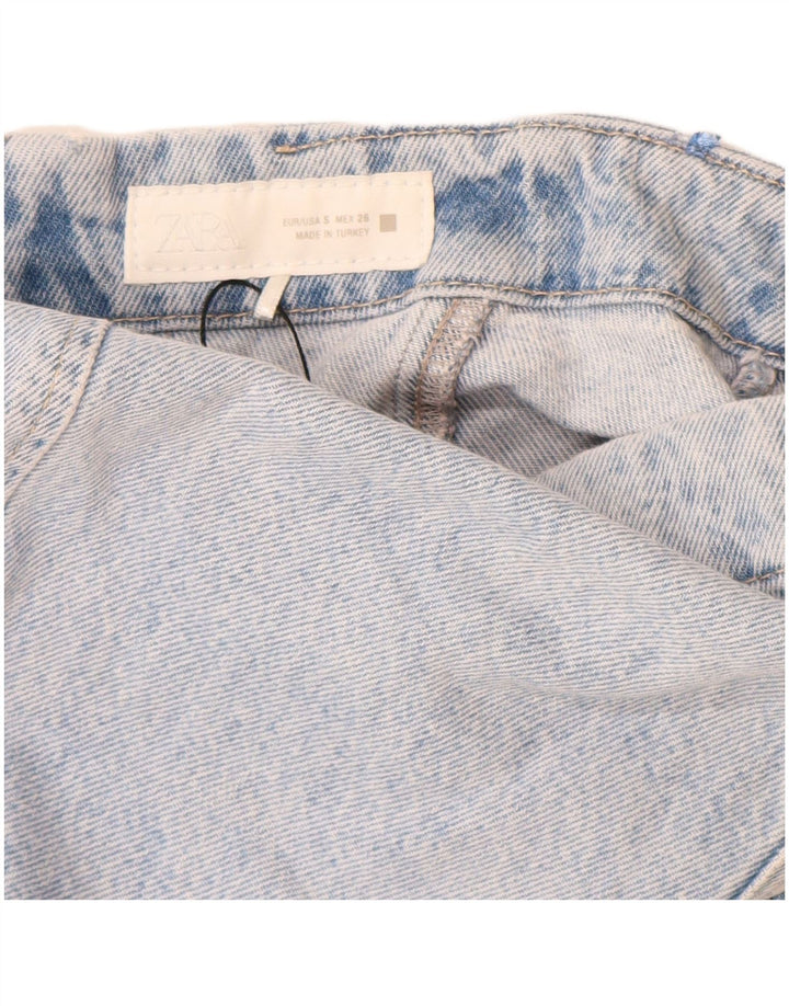 Zara Dame Denim Corset Top UK 8 Small Blue Cotton