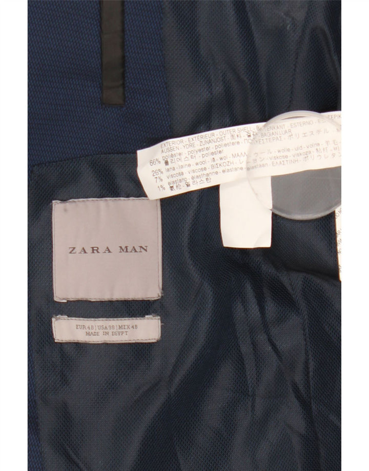 Zara Herre 2-knaps blazerjakke EU 48 Mellem marineblå polyester