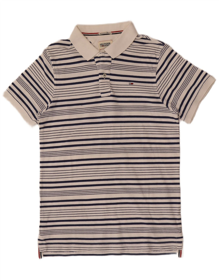 Tommy Hilfiger Herre Polo Shirt Medium Hvid Stribet