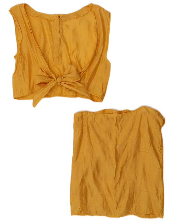 Vintage Womens Crop 2 Piece Skirt Set UK 12 Medium W30 Yellow