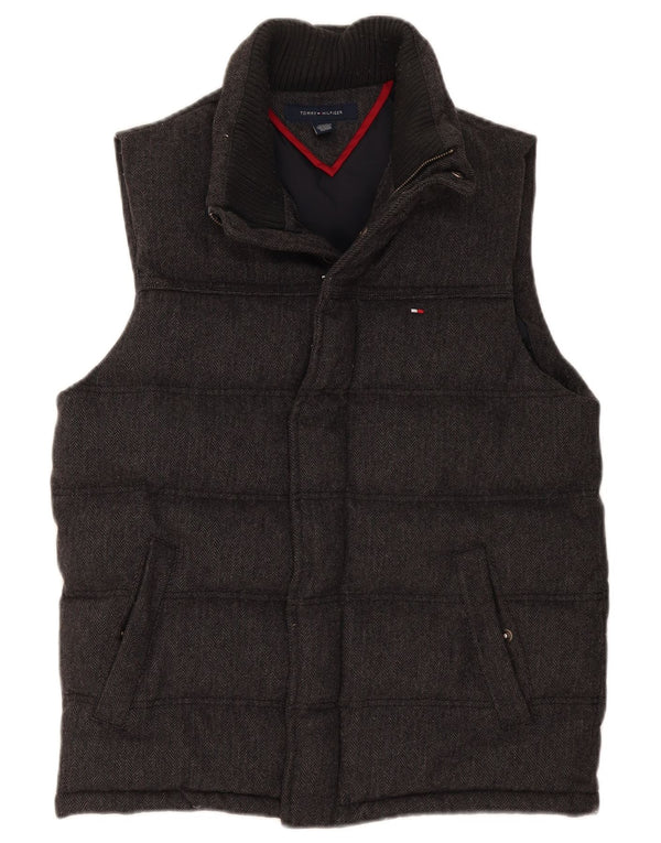 Tommy Hilfiger Herre Polstret Gilet UK 34 XS Grå Sildebensuld