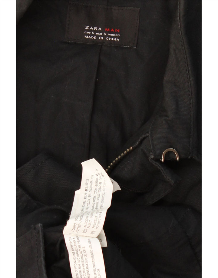 ZARA Trench Coat til mænd UK 36 Lille sort bomuld