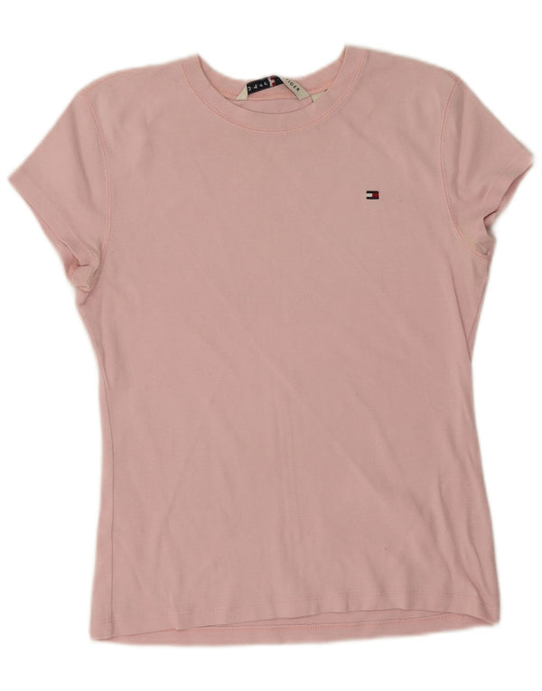 Tommy Hilfiger Dame T-Shirt Top UK 14 Stor Pink Bomuld